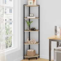 Hzuaneri Corner Shelf Stand Corner Bookshelf Storage Standing Shelf Unit With Metal Frame Plant Stand Corner Bookcase For Li