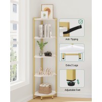 Hzuaneri Corner Shelf Stand Corner Bookshelf Storage Standing Shelf Unit With Metal Frame Plant Stand Corner Bookcase For Li