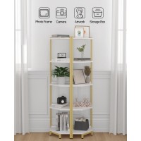 Hzuaneri Corner Shelf Stand Corner Bookshelf Storage Standing Shelf Unit With Metal Frame Plant Stand Corner Bookcase For Li