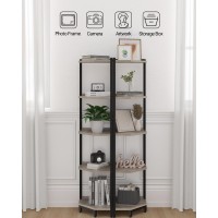 Hzuaneri Corner Shelf Stand Corner Bookshelf Storage Standing Shelf Unit With Metal Frame Plant Stand Corner Bookcase For Li