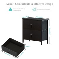 Boluo Black Nightstand Set Of 2 Large Night Stand With Drawers Set 2 Drawer Dresser For Bedroom Modern