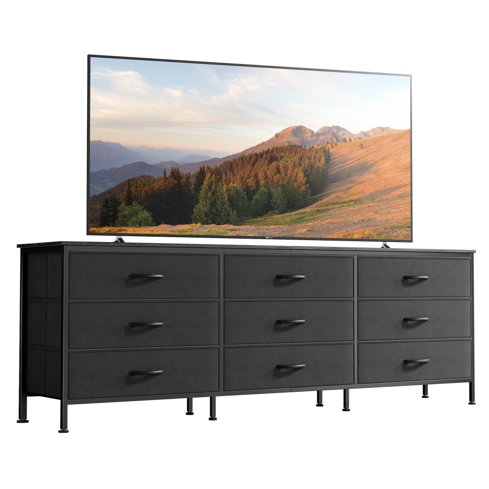 Huuger 9 Drawer Dresser 63 Inch Dresser Tv Stand For 55 65 70 Inch Tv Entertainment Center With Drawers Large Long Fabric D