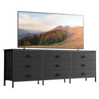 Huuger 9 Drawer Dresser 63 Inch Dresser Tv Stand For 55 65 70 Inch Tv Entertainment Center With Drawers Large Long Fabric D