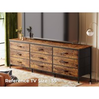 Huuger 9 Drawer Dresser 63 Inch Dresser Tv Stand For 55 65 70 Inch Tv Entertainment Center With Drawers Large Long Fabric D