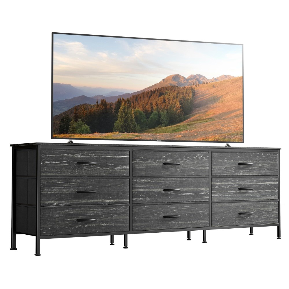 Huuger 9 Drawer Dresser 63 Inch Dresser Tv Stand For 55 65 70 Inch Tv Entertainment Center With Drawers Large Long Fabric D