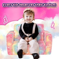 Alimorden 2In1 Flip Out Cuddly Sherpa Toddler Couch Convertible Sofa To Lounger Glowinthedark Unicorn Pattern