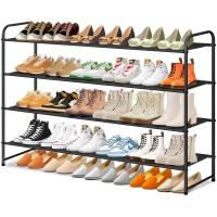 Sleeping Lamb Long 4Tier Shoe Organizer For Closet Stackable Wide Shoe Rack Holds 30Pairs Low Shoe Shelf Storage For Bedroom