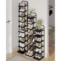 Hzuaneri Vertical Shoe Rack Shoe Shelves Wood Shoe Organizer For Closet Entryway Shoe Tower For Small Spaces Free Standing