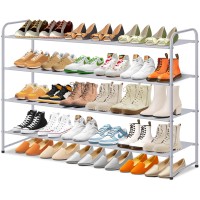 Sleeping Lamb 4Tier Long Shoe Rack Organizer For Closet Stackable Wide Shoe Shelf Holds 30Pairs Low Shoe Storage For Bedroom