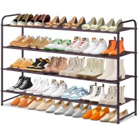 Sleeping Lamb 4Tier Shoe Rack For Closet Long Stackable Wide Shoe Organizer Holds 30Pairs Low Shoe Shelf Storage For Bedroom