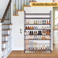 Sleeping Lamb 4Tier Shoe Rack For Closet Long Stackable Wide Shoe Organizer Holds 30Pairs Low Shoe Shelf Storage For Bedroom