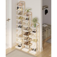 Hzuaneri Vertical Shoe Rack Shoe Shelves Wood Shoe Organizer For Closet Entryway Shoe Tower For Small Spaces Free Standing