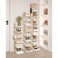 Hzuaneri Vertical Shoe Rack Shoe Shelves Wood Shoe Organizer For Closet Entryway Shoe Tower For Small Spaces Free Standing