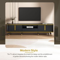 Merax Luxury Minimalism Tv Stand With Open Storage Shelf Cabinets And Drawers Entertainment Center For Televisions Up To 85