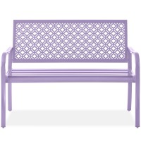 Best Choice Products Outdoor Bench 2Person Metal Steel Benches Furniture For Garden Patio Porch Entryway Wgeometric Backres