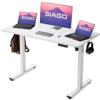 Siago Electric Standing Desk Adjustable 48 X 24 Inch Sit Stand Up Desk With Cable Management 3 Memory Preset Adjustable Heig