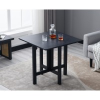 EALSON Square Folding Table Small Wood Dining Table Foldable Card Table Farmhouse Side Table with Drop Leaf for Small Spaces/Kitchen, Black