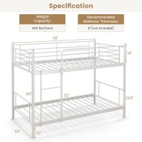 Gorelax Metal Bunk Bed Twin Over Twin, Heavy-Duty Bunk Beds With Ladder & Guard Rail, Space Saving Metal Bed Frame, No Box Spring Needed, For Bedroom, Dorm, Apartment (White)