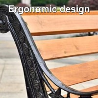 Generic Bench With Back, Retro Style, Weather-Resistant, Ergonomics, Stable Support, Beautiful Patterns, For Porch, Lawn, Balcony, Backyard