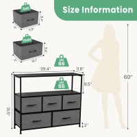 Dumos Tv Stand Dresser For Bedroom With 5 Fabric Drawer Entertainment Center For 45 Inch Television Media Console Table With St