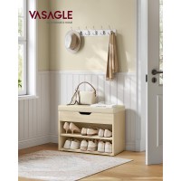 Vasagle Shoe Bench With Cushion Storage Bench With Padded Seat Entryway Bench With 3 Storage Compartments 118 X 236 X 173