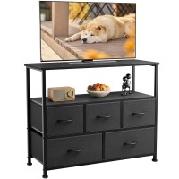 Dumos Tv Stand Dresser For Bedroom With 5 Fabric Drawer Entertainment Center For 45 Inch Television Media Console Table With St