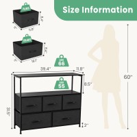 Dumos Tv Stand Dresser For Bedroom With 5 Fabric Drawer Entertainment Center For 45 Inch Television Media Console Table With St