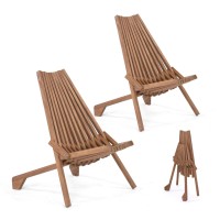 VINGLI FSC Acacia Wood Folding Outdoor Chairs Set of 2,Weather-Resistant Wooden Folding Chairs Patio Chair Furniture Comfy Adirondack Chairs Lounge Chair for Deck Fire Pit Porch Camping,Up to 350LBS