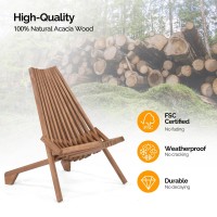 VINGLI FSC Acacia Wood Folding Outdoor Chairs Set of 2,Weather-Resistant Wooden Folding Chairs Patio Chair Furniture Comfy Adirondack Chairs Lounge Chair for Deck Fire Pit Porch Camping,Up to 350LBS