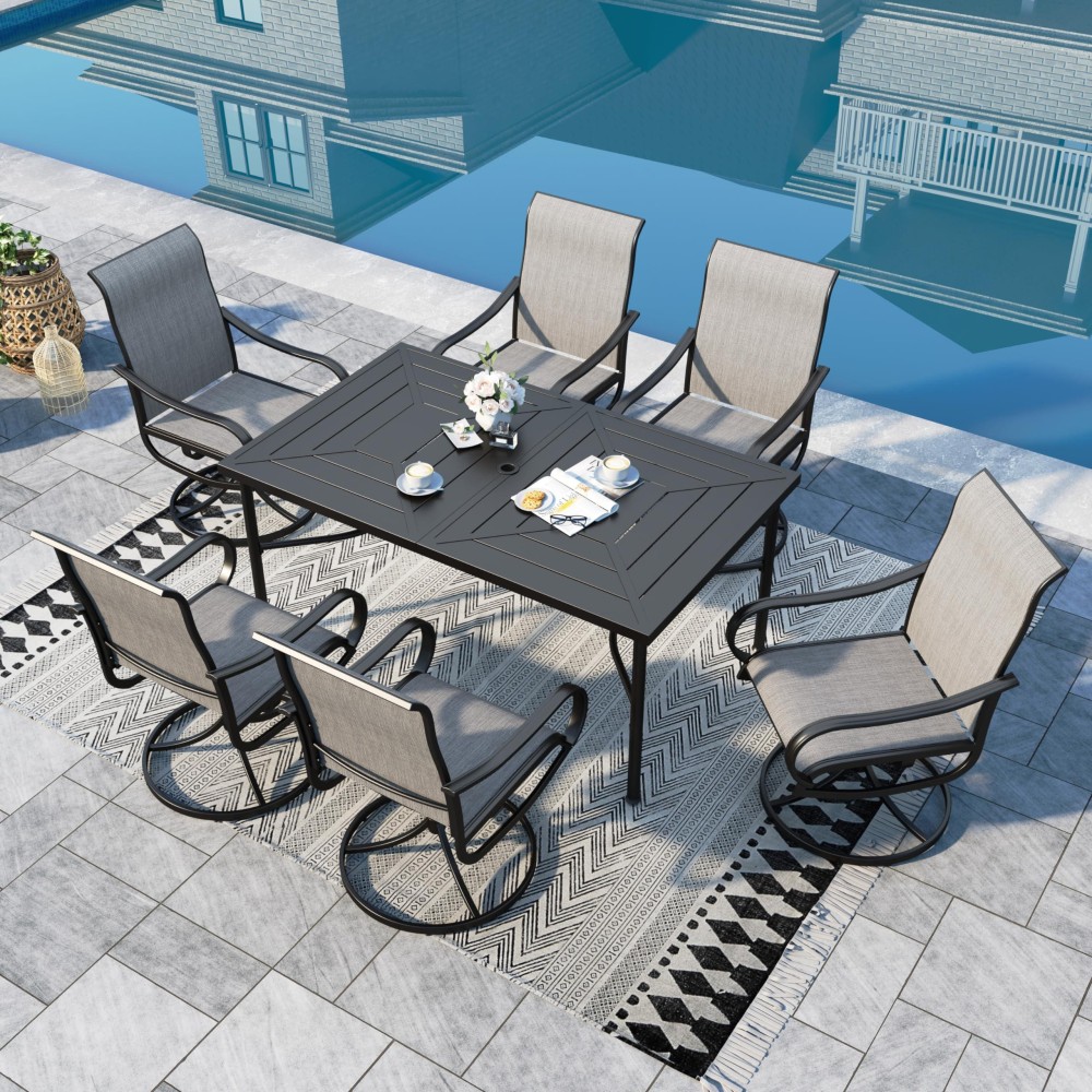 Sophia William Outdoor Dining Set Patio Dining Set For 6 Outdoor Table And Chairs 7 Pieces Outdoor Patio Set With Swivel Patio