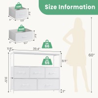 Dumos Tv Stand Dresser For Bedroom With 5 Fabric Drawer Entertainment Center For 45 Inch Television Media Console Table With St