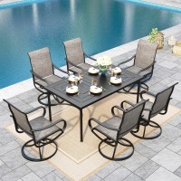 Sophia William Outdoor Dining Set Patio Dining Set For 6 Outdoor Table And Chairs 7 Pieces Outdoor Patio Set With Swivel Patio