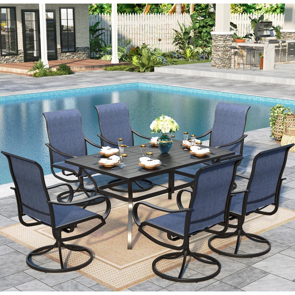 Sophia William Outdoor Dining Set Patio Dining Set For 6 Outdoor Table And Chairs 7 Pieces Outdoor Patio Set With Swivel Patio