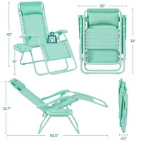 Yaheetech Zero Gravity Recliners Outdoor Adjustable Folding Reclining Lounge Chairs Wpillows Cup Holder Trays And Carry Strap