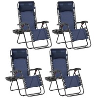 Yaheetech Zero Gravity Recliners Outdoor Adjustable Folding Reclining Lounge Chairs Wpillows Cup Holder Trays And Carry Strap