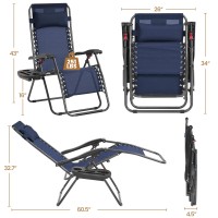 Yaheetech Zero Gravity Recliners Outdoor Adjustable Folding Reclining Lounge Chairs Wpillows Cup Holder Trays And Carry Strap