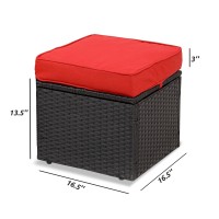 Openaircomfort Premium Striking Redblack 165 2Piece W 3 Fadeproof Cushion Allweather Wicker Indooroutdoor Ottomans