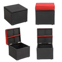 Openaircomfort Premium Striking Redblack 165 2Piece W 3 Fadeproof Cushion Allweather Wicker Indooroutdoor Ottomans