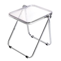 Acrylic Folding Side Table Foldable Furniture Modern Small Desk for Living Room, Bed Room, Kitchen Serving Table (Color : Clear)