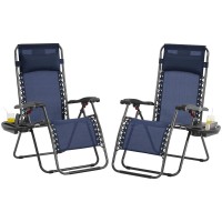 Yaheetech Zero Gravity Recliners Outdoor Adjustable Folding Reclining Lounge Chairs Wpillows Cup Holder Trays And Carry Strap