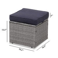 Openaircomfort Premium Serene Bluegray 165 2Piece W 3 Fadeproof Cushion Allweather Wicker Indooroutdoor Ottomans Pe