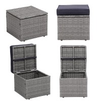 Openaircomfort Premium Serene Bluegray 165 2Piece W 3 Fadeproof Cushion Allweather Wicker Indooroutdoor Ottomans Pe