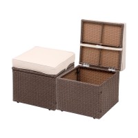 Openaircomfort Premium Warm Beigebrown 165 2Piece W 3 Fadeproof Cushion Allweather Wicker Indooroutdoor Ottomans Pe