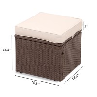 Openaircomfort Premium Warm Beigebrown 165 2Piece W 3 Fadeproof Cushion Allweather Wicker Indooroutdoor Ottomans Pe