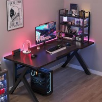 Gaming Desk, L Shaped Computer Desks,40'' K Steel Legs Desk Rectangle Pc Workstation With Cable Holes E-Sport Style Game Table For Work Write Study Space-Saving