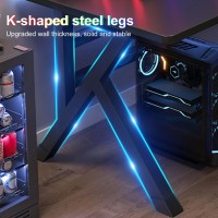 Gaming Desk, L Shaped Computer Desks,40'' K Steel Legs Desk Rectangle Pc Workstation With Cable Holes E-Sport Style Game Table For Work Write Study Space-Saving