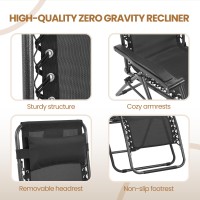 Yaheetech Zero Gravity Recliners Outdoor Adjustable Folding Reclining Lounge Chairs Wpillows Cup Holder Trays And Carry Strap