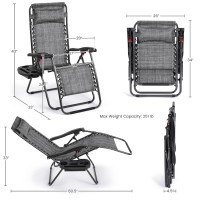 Yaheetech Zero Gravity Recliners Outdoor Adjustable Folding Reclining Lounge Chairs Wpillows Cup Holder Trays And Carry Strap