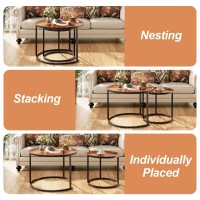 Aboxoo Nesting Coffee Table Set Of 2 Small Round Glass Nesting Tables For Living Room Bedroom Accent Tea Table With Metal Fram