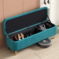 Wigselbl Velvet Ottoman Upholstered Bench With Storage,Luxury Shoe Bench End Of Bed Bench For Living Room,Entryway Storage Ottoman Bench Footstool For Bedroom (Color : Green, Size : 100Cm)